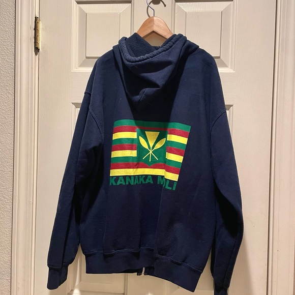 Kanaka Maoli Native Hawaiian Navy Blue Zip Up - Picture 3 of 4